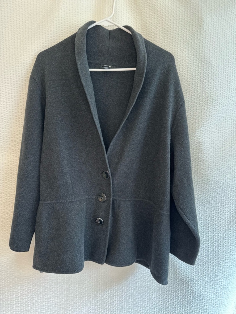 ALFANI Charcoal Gray Knit Peplum Blazer Jacket Plus Size 3X Career Workwear